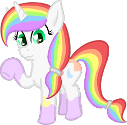Size: 748x738 | Tagged: safe, artist:poniidesu, oc, oc only, oc:paint drops, pony, unicorn, female, filly, heart eyes, multicolored hair, multicolored mane, rainbow hair, raised hoof, simple background, solo, transparent background, wingding eyes