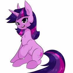 Size: 4000x4000 | Tagged: safe, artist:joakingu, twilight sparkle, pony, unicorn, g4, absurd resolution, chest fluff, cute, female, mare, open mouth, simple background, sitting, solo, twiabetes, unicorn twilight, white background