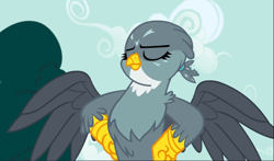 Size: 1592x939 | Tagged: safe, screencap, gabby, griffon, g4, the fault in our cutie marks, cropped, eyes closed, female, pose, proud, solo, spread wings, wings