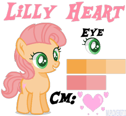 Size: 560x515 | Tagged: safe, artist:alari1234-bases, artist:mlplover0711, oc, oc only, oc:lilly heart, earth pony, pony, base used, cutie mark, female, filly, offspring, parent:big macintosh, parent:fluttershy, parents:fluttermac, reference sheet, simple background, solo, transparent background