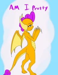 Size: 2550x3300 | Tagged: safe, artist:stardust-pony, smolder, dragon, g4, female, high res, jewelry, pretty, sad, solo, tiara