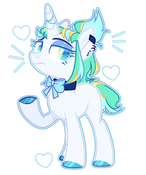 Size: 1024x1233 | Tagged: safe, artist:chococolte, oc, oc only, pony, unicorn, ear piercing, earring, female, jewelry, mare, neck bow, piercing, simple background, solo, transparent background