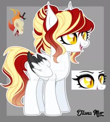 Size: 1920x2120 | Tagged: safe, artist:dianamur, oc, oc only, oc:diana mur, pegasus, pony, fangs, female, mare, reference sheet, slit pupils, solo, two toned wings, wings