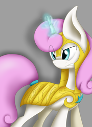 Size: 3367x4671 | Tagged: safe, artist:vicakukac200, twinkleshine, pony, unicorn, g4, female, glowing horn, guard armor, horn, magic, mare, simple background