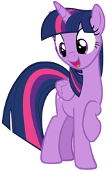 Size: 5037x8106 | Tagged: safe, artist:andoanimalia, twilight sparkle, alicorn, pony, castle sweet castle, g4, absurd resolution, cutie mark, female, mare, open mouth, raised hoof, simple background, solo, transparent background, twilight sparkle (alicorn), vector