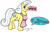 Size: 842x546 | Tagged: safe, artist:hollyann, oc, oc only, oc:buttercream, earth pony, pony, apron, clothes, cupcake, earth pony oc, female, food, housewife, mare, mouth hold, naked apron, simple background, solo, text, traditional art, tray, white background