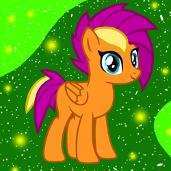 Size: 1000x1000 | Tagged: safe, smolder, pegasus, pony, g4, abstract background, female, mare, ponified, smiling, solo, species swap