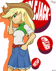 Size: 4344x5500 | Tagged: safe, artist:ohhseedee, applejack, equestria girls, g4, absurd resolution, female, looking at you, profile, solo