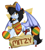 Size: 1864x2070 | Tagged: safe, artist:beardie, oc, oc only, oc:mitzy, bat pony, pony, badge, bat pony oc, burrito, con badge, female, food, gun, maracas, mare, musical instrument, sombrero, weapon