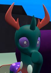 Size: 273x389 | Tagged: safe, artist:papadragon69, pharynx, changedling, changeling, g4, 3d, changeling prince, hoof on face, prince pharynx, shocked, solo