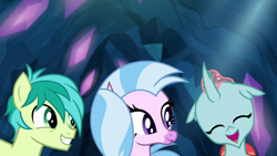 Size: 1280x720 | Tagged: safe, screencap, ocellus, sandbar, silverstream, classical hippogriff, hippogriff, g4, uprooted, cavern, cute, diaocelles, diastreamies, sandabetes, the place where we belong