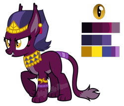 Size: 1780x1520 | Tagged: safe, artist:pink-soul27, oc, oc only, oc:lerax, hybrid, color palette, female, interspecies offspring, offspring, parent:ahuizotl, parent:the sphinx, reference sheet, simple background, solo, transparent background