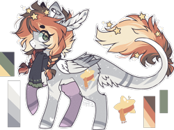 Size: 1730x1289 | Tagged: safe, artist:tay-niko-yanuciq, oc, oc:star sprinkle, pegasus, pony, color palette, eye clipping through hair, feather, female, leonine tail, pin, raised hoof, reference sheet, simple background, stars, transparent background