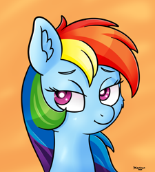 Size: 2700x3000 | Tagged: safe, artist:yelowcrom, rainbow dash, pegasus, pony, g4, bedroom eyes, bust, cute, female, high res, mare, solo