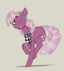 Size: 900x1000 | Tagged: safe, artist:sinrar, cheerilee, earth pony, pony, g4, 80s, 80s cheerilee, braces, female, simple background, solo, winking at you