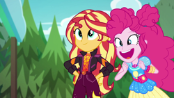 Size: 1920x1080 | Tagged: safe, screencap, pinkie pie, sunset shimmer, equestria girls, equestria girls specials, g4, my little pony equestria girls: better together, my little pony equestria girls: sunset's backstage pass, female