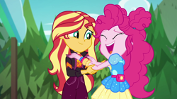 Size: 1920x1080 | Tagged: safe, screencap, pinkie pie, sunset shimmer, equestria girls, equestria girls specials, g4, my little pony equestria girls: better together, my little pony equestria girls: sunset's backstage pass, female