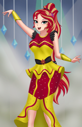 Size: 1559x2409 | Tagged: safe, artist:anonix123, sunset shimmer, human, equestria girls, equestria girls specials, g4, my little pony equestria girls: better together, my little pony equestria girls: dance magic, dance magic (song), dancing, female, flamenco dress, human coloration, outfit, scene interpretation, singing, solo, sunset shimmer flamenco dress