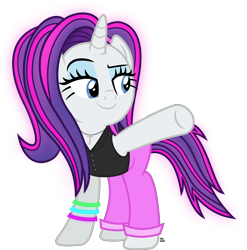 Size: 1965x1986 | Tagged: safe, artist:anime-equestria, rarity, pony, unicorn, g4, 80s, alternate hairstyle, bands, clothes, cross, crucifix, eyeshadow, female, horn, jewelry, makeup, mare, necklace, simple background, smiling, solo, transparent background, vector, vest