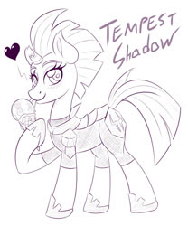 Size: 1000x1200 | Tagged: safe, artist:ziemniax, tempest shadow, pony, unicorn, g4, clothes, cute, female, food, heart, ice cream, ice cream cone, sketch, solo, tempestbetes, text