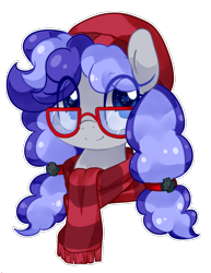Size: 1000x1295 | Tagged: safe, artist:loyaldis, oc, oc only, oc:cinnabyte, pony, adorkable, beanie, cinnabetes, clothes, cute, dork, glasses, hat, heart eyes, meganekko, pigtails, scarf, simple background, solo, transparent background, wingding eyes