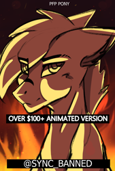 Size: 1378x2039 | Tagged: safe, artist:syncbanned, earth pony, pony, advertisement, commission, commission info, fire, male, profile picture, solo, your character here
