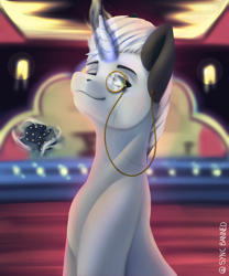 Size: 2500x3000 | Tagged: safe, artist:syncbanned, oc, oc only, oc:ghost note, pony, unicorn, casino, commission, high res, horn, monocle, solo, unicorn oc