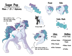 Size: 6000x4704 | Tagged: safe, artist:amazing-artsong, oc, oc only, oc:sugar pop, pony, unicorn, absurd resolution, female, mare, one eye closed, reference sheet, simple background, solo, tongue out, transparent background, wink