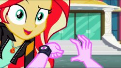 Size: 1280x720 | Tagged: safe, screencap, starlight glimmer, sunset shimmer, equestria girls, equestria girls specials, g4, my little pony equestria girls: mirror magic, animated, female, geode of empathy, magical geodes, offscreen character, pov, sound, webm