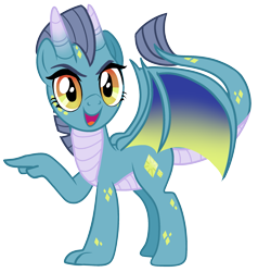 Size: 2287x2405 | Tagged: safe, artist:eonionic, oc, oc only, oc:chrysoberyl, dracony, dragon, hybrid, pony, female, high res, magical lesbian spawn, offspring, parent:limestone pie, parent:princess ember, simple background, solo, transparent background
