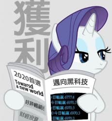 Size: 500x541 | Tagged: safe, rarity, pony, unicorn, g4, broken english, chinese, female, misspelling, newspaper, solo