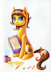 Size: 500x712 | Tagged: safe, artist:asimos, oc, oc only, oc:maytee, pony, drawing, pencil, simple background, solo, traditional art, white background
