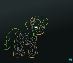 Size: 475x409 | Tagged: safe, artist:quint-t-w, oc, oc only, oc:kera, pony, unicorn, fanfic:austraeoh, female, filly, foal, gradient background, looking at you, minimalist, modern art, old art, scrunchy face, solo, tattoo