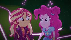 Size: 1920x1080 | Tagged: safe, screencap, pinkie pie, sunset shimmer, equestria girls, equestria girls series, g4, sunset's backstage pass!, spoiler:eqg series (season 2), female, geode of empathy, geode of sugar bombs, magical geodes, music festival outfit