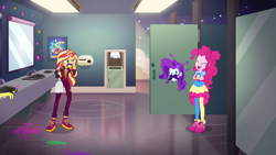 Size: 1920x1080 | Tagged: safe, screencap, pinkie pie, rarity, sunset shimmer, equestria girls, equestria girls specials, g4, my little pony equestria girls: better together, my little pony equestria girls: sunset's backstage pass, facial hair, female, moustache, shoes, sneakers