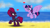 Size: 3840x2160 | Tagged: safe, artist:ejlightning007arts, tempest shadow, twilight sparkle, alicorn, pony, unicorn, g4, beach, bikini, broken horn, clothes, cloud, eye scar, female, flying, heart, high res, horn, lesbian, one-piece swimsuit, open mouth, romantic, running, scar, ship:tempestlight, shipping, smiling, swimsuit, twilight sparkle (alicorn)