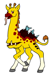 Size: 513x755 | Tagged: safe, artist:chili19, oc, oc only, giraffe, hybrid, original species, raised hoof, simple background, solo, tongue out, white background