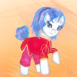 Size: 768x768 | Tagged: safe, artist:legionsunite, oc, oc only, oc:magenta pulse, pony, unicorn, alternate hairstyle, chinese new year, clothes, simple background, solo