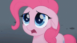 Size: 375x209 | Tagged: safe, screencap, pinkie pie, earth pony, pony, g4, my little pony: the movie, animated, cropped, cute, eye shimmer, female, floppy ears, mare, open mouth, sad, sadorable, trembling