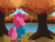 Size: 1400x1050 | Tagged: safe, artist:otakunekojosei, pinkie pie, earth pony, pony, g4, autumn, clothes, cute, diapinkes, eyes closed, female, forest, lake, leaves, mare, nature, outdoors, pond, profile, raised hoof, river, smiling, solo, sweater, tree, turtleneck, water