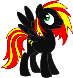 Size: 10000x10732 | Tagged: safe, artist:firesky1302, artist:kamyk962, oc, oc only, oc:fire sky, pegasus, pony, 2020 community collab, derpibooru community collaboration, absurd resolution, male, red and yellow, simple background, smiling, solo, spread wings, stallion, transparent background, vector, wings