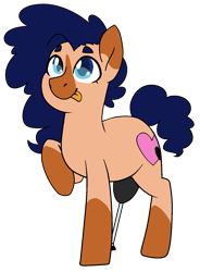 Size: 1105x1500 | Tagged: safe, artist:/d/non, oc, oc only, oc:heartspring, earth pony, pony, 2020 community collab, derpibooru community collaboration, amputee, prosthetic leg, prosthetic limb, prosthetics, simple background, solo, tongue out, transparent background