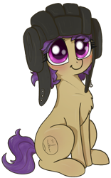 Size: 630x1011 | Tagged: safe, artist:t72b, derpibooru exclusive, oc, oc only, oc:tenk pone, earth pony, pony, 2020 community collab, derpibooru community collaboration, eye clipping through hair, female, helmet, mare, simple background, sitting, smiling, solo, transparent background