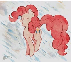Size: 2592x2265 | Tagged: safe, artist:nedemai, pinkie pie, earth pony, pony, g4, eyes closed, high res, open mouth, open smile, smiling, traditional art, watercolor painting