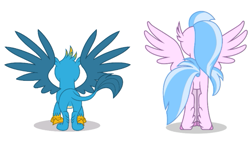 Size: 643x368 | Tagged: safe, artist:twilight-twinkle, gallus, silverstream, g4, butt, female, gallass, high quality, male, plot, plot pair, rear view, simple background, streambutt, white background