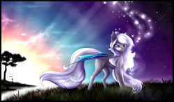 Size: 3193x1877 | Tagged: safe, artist:creativecocoacookie, oc, oc only, bat pony, pony, art trade, bat pony oc, female, flower, hairpin, mare, smiling, solo, starry wings, stars, swing, twilight (astronomy), wings