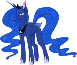 Size: 1507x1275 | Tagged: safe, artist:millerrachel, artist:x4nny, princess luna, pony, g4, collaboration, female, one eye closed, simple background, smiling, solo, transparent background, wink
