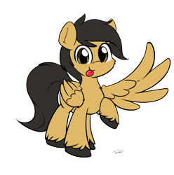 Size: 1398x1412 | Tagged: safe, artist:taurson, oc, oc only, oc:crisom chin, pegasus, pony, :p, cute, feathered wings, looking at you, simple background, solo, tongue out, transparent background, unshorn fetlocks, wings