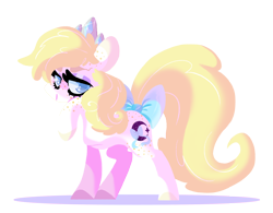 Size: 1600x1245 | Tagged: safe, artist:torusthescribe, oc, oc only, oc:blue briar, earth pony, pony, bow, female, mare, offspring, parent:applejack, parent:prince blueblood, parents:bluejack, simple background, solo, tail bow, transparent background