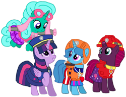 Size: 1246x959 | Tagged: safe, artist:徐詩珮, fizzlepop berrytwist, glitter drops, spring rain, tempest shadow, twilight sparkle, alicorn, pony, unicorn, series:sprglitemplight diary, series:sprglitemplight life jacket days, series:springshadowdrops diary, series:springshadowdrops life jacket days, g4, alternate universe, base used, bisexual, broken horn, clothes, cute, equestria girls outfit, female, glitterbetes, horn, lesbian, lifeguard, lifeguard spring rain, paw patrol, polyamory, ship:glitterlight, ship:glittershadow, ship:sprglitemplight, ship:springdrops, ship:springlight, ship:springshadow, ship:springshadowdrops, ship:tempestlight, shipping, simple background, springbetes, swimsuit, tempestbetes, transparent background, twilight sparkle (alicorn), whistle